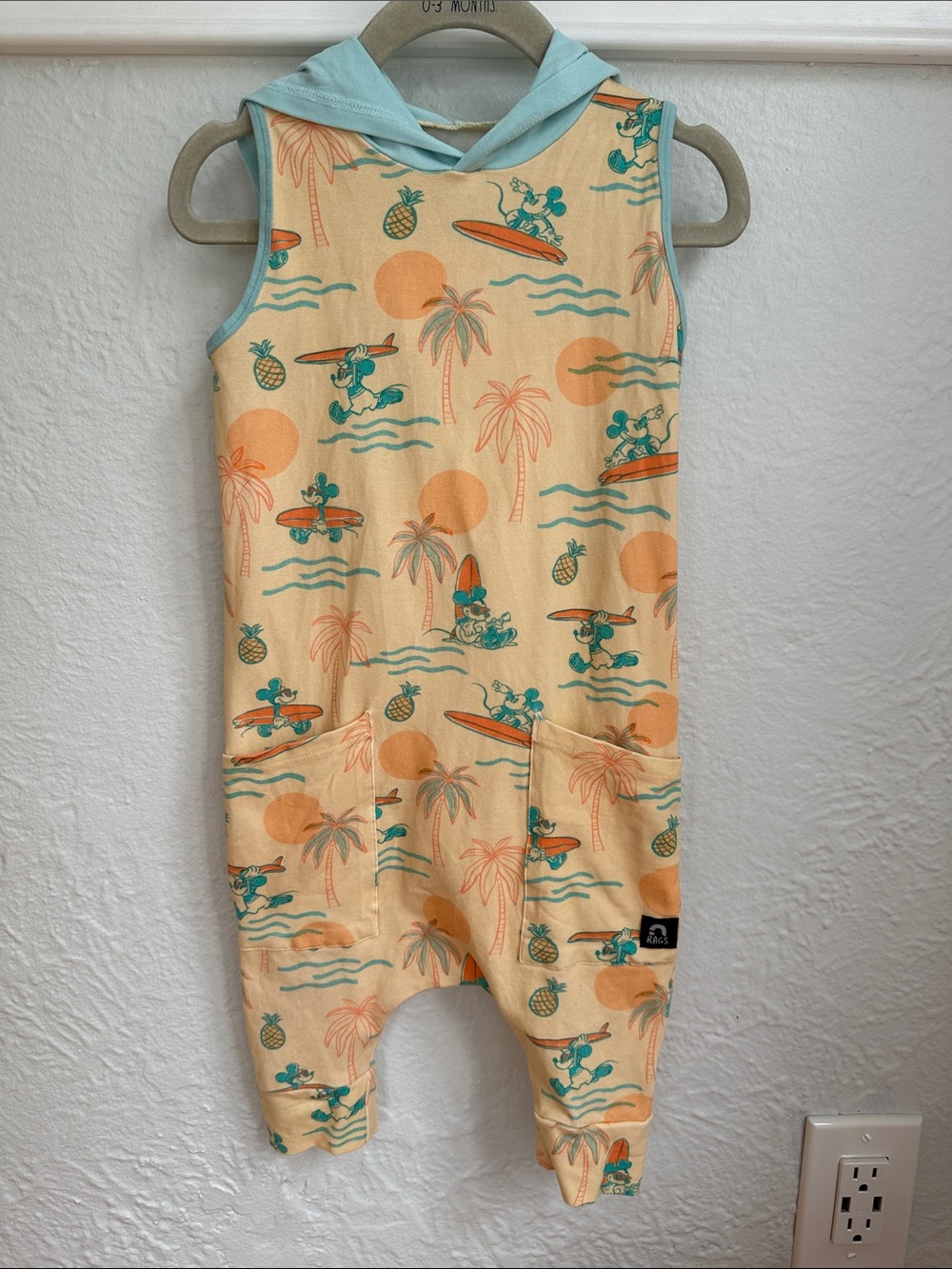 Mickey Mouse Tropical Surf Baby Romper with Hood